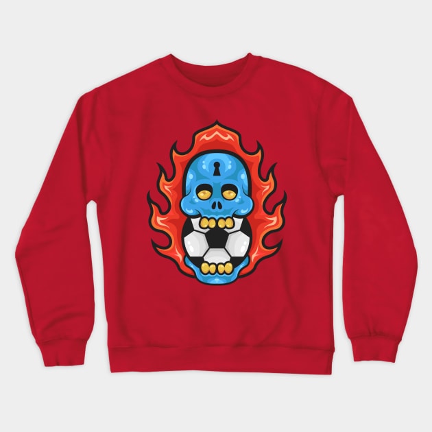 Soccer Skull on Fire Crewneck Sweatshirt by haloakuadit